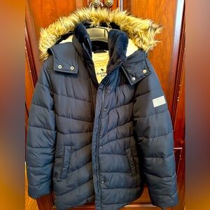 Abercrombie & Fitch Parka, Size 11/12, Used excellent cond. Navy Blue w/ hood